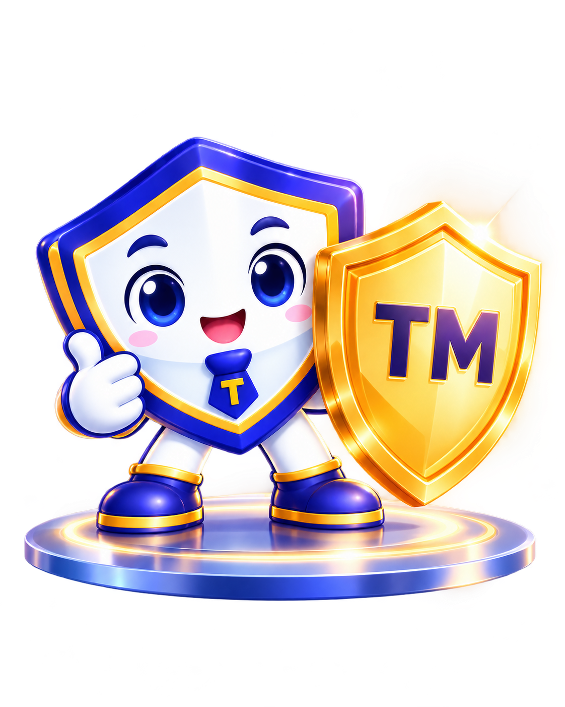 Trademark Services 盾牌吉祥物守护金色 TM 盾牌
